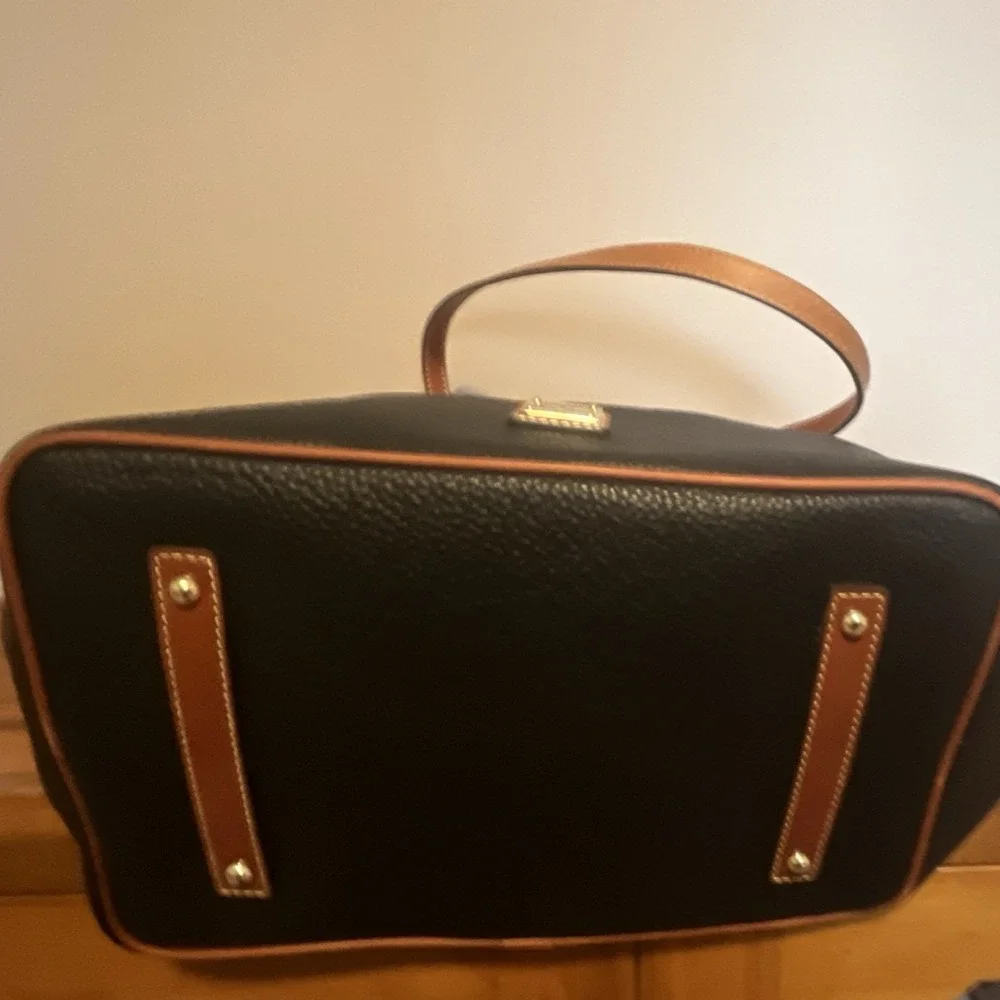 Dooney & Bourke Colorblock Pebbled Zip Tote, Brown/Black, Red Lining